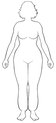 A diagram of a woman suffering from Lipedema.