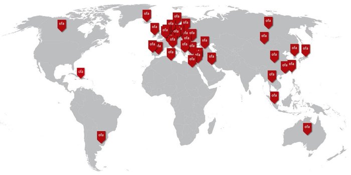 Ofa exportiert in über 40 Länder.
