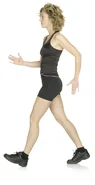 A woman walking along.