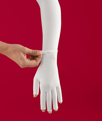 Zweiteilige Versorgung aus Armstrumpf und Handschuh Zweiteilige Versorgung aus Armstrumpf und Handschuh