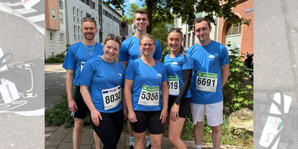 6 Personen mit gleichfarbigen Laufshirts