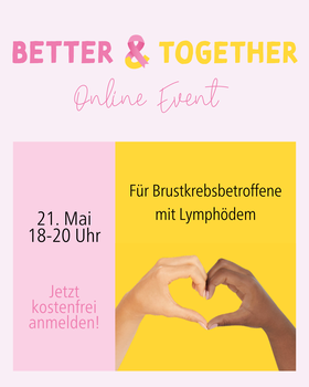 Better Together Digital Onlineveranstaltung für Brustkrebsbetroffene mit Lymphödem